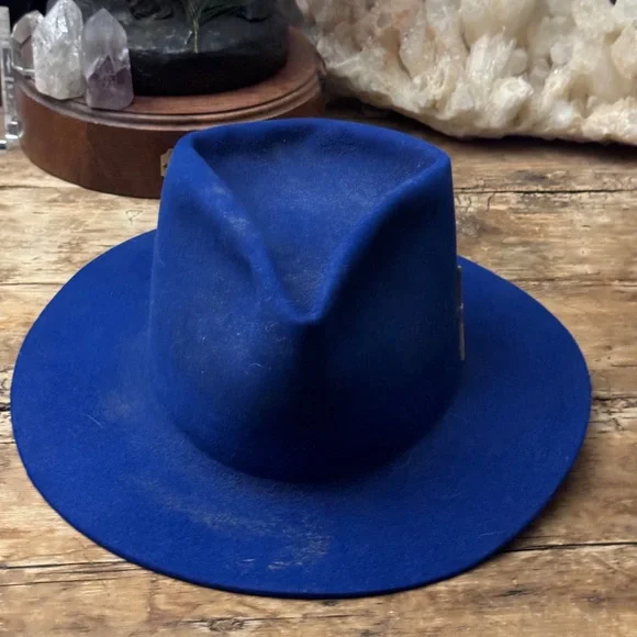 Nick Fouquet Blue 100x Beaver Felt FlatBrim Hat 7 3/8 59 Kemosabe Teressa Foglia - Picture 2 of 4